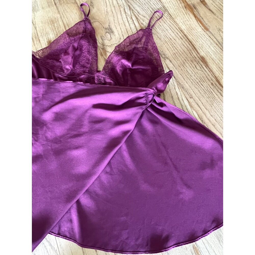 Victorias Secret Baby Doll Camisole Lingerie Top Womens XL Wine Lace Coquette - Picture 9 of 9